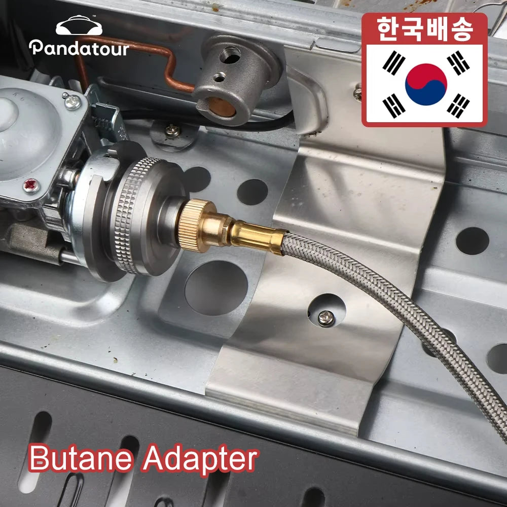 Pandatour Campingowy Adapter do Kuchenki Gazowej Butan Adapter Wąż Przedłużający Rozdzielacz Kuchenki Konwerter Wąż Przyłączeniowy Adapter do Butli Gazowej Sprzęt