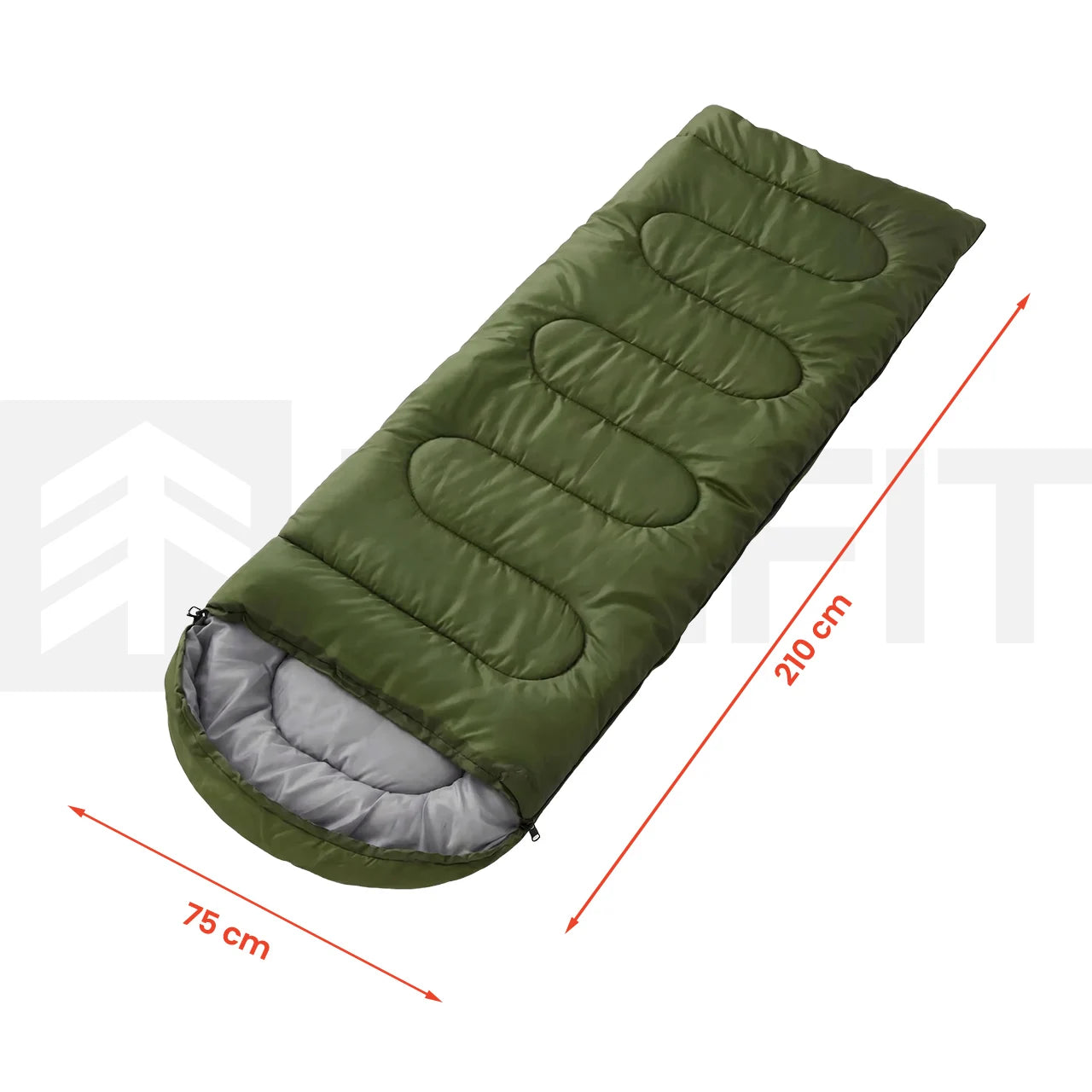 Lekki śpiwór kempingowy pod namiot, ciepły typu mumia z kapturem, TRAIL10 Khaki Green