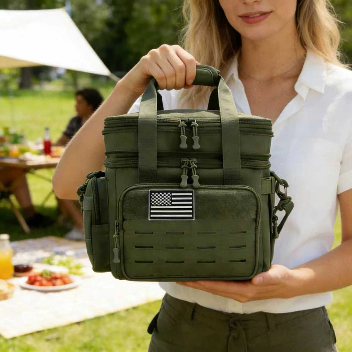 Taktyczny lunch box, rozkładany, wytrzymały, taktyczny, szczelny, izolowany, torba termiczna na zajęcia na świeżym powietrzu, kemping, taśmy MOLLE
