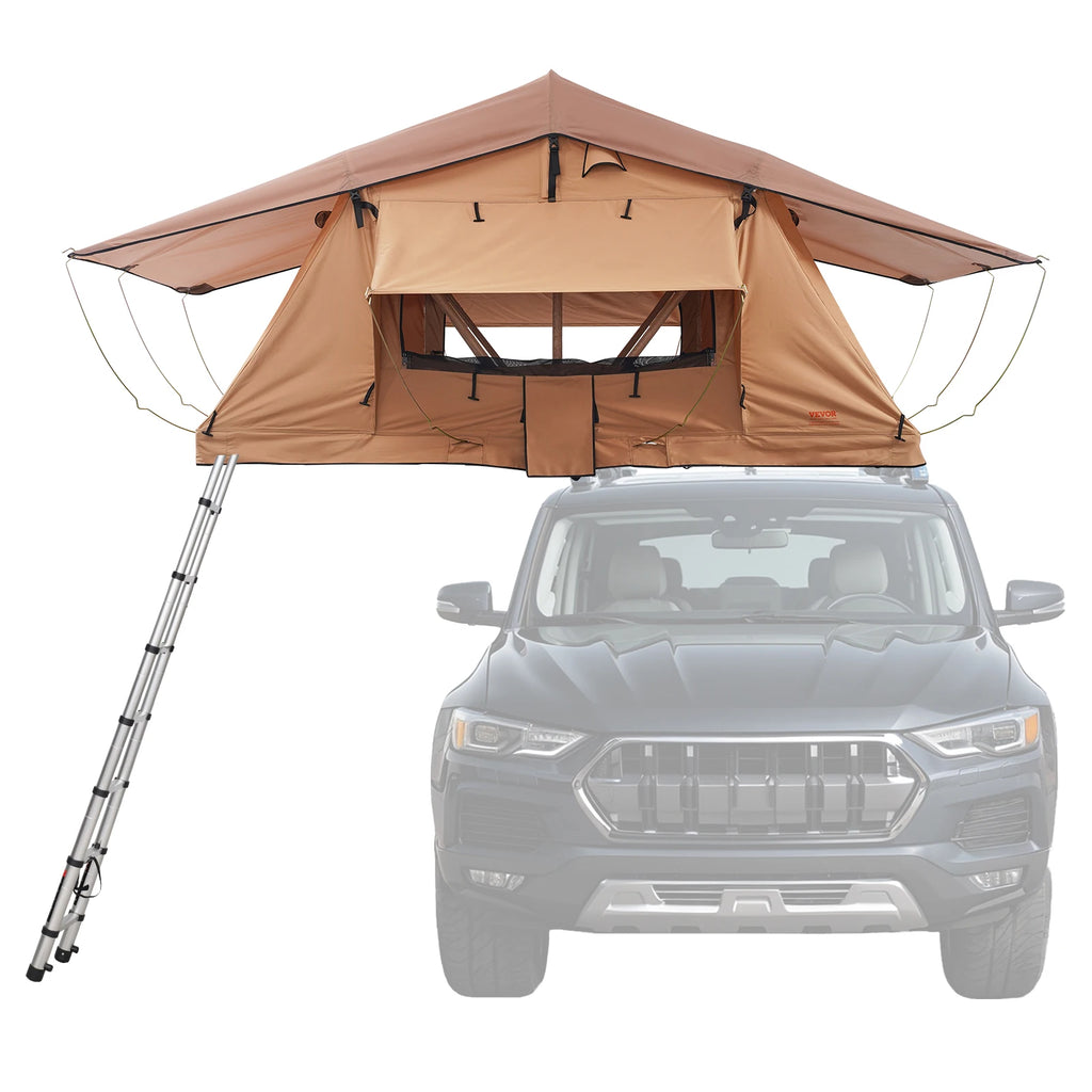 Namiot dachowy SucceBuy Hardshell, składany, z teleskopową drabiną, materacem, pokrowcem PVC, wodoodporny, do Jeepa SUV-a, vana, pickupa