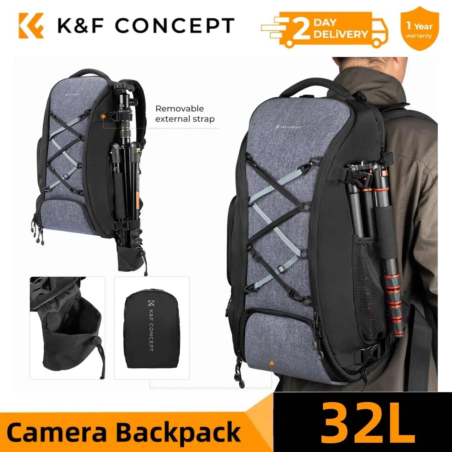 K&F CONCEPT Duży plecak fotograficzny 32 l/25 l