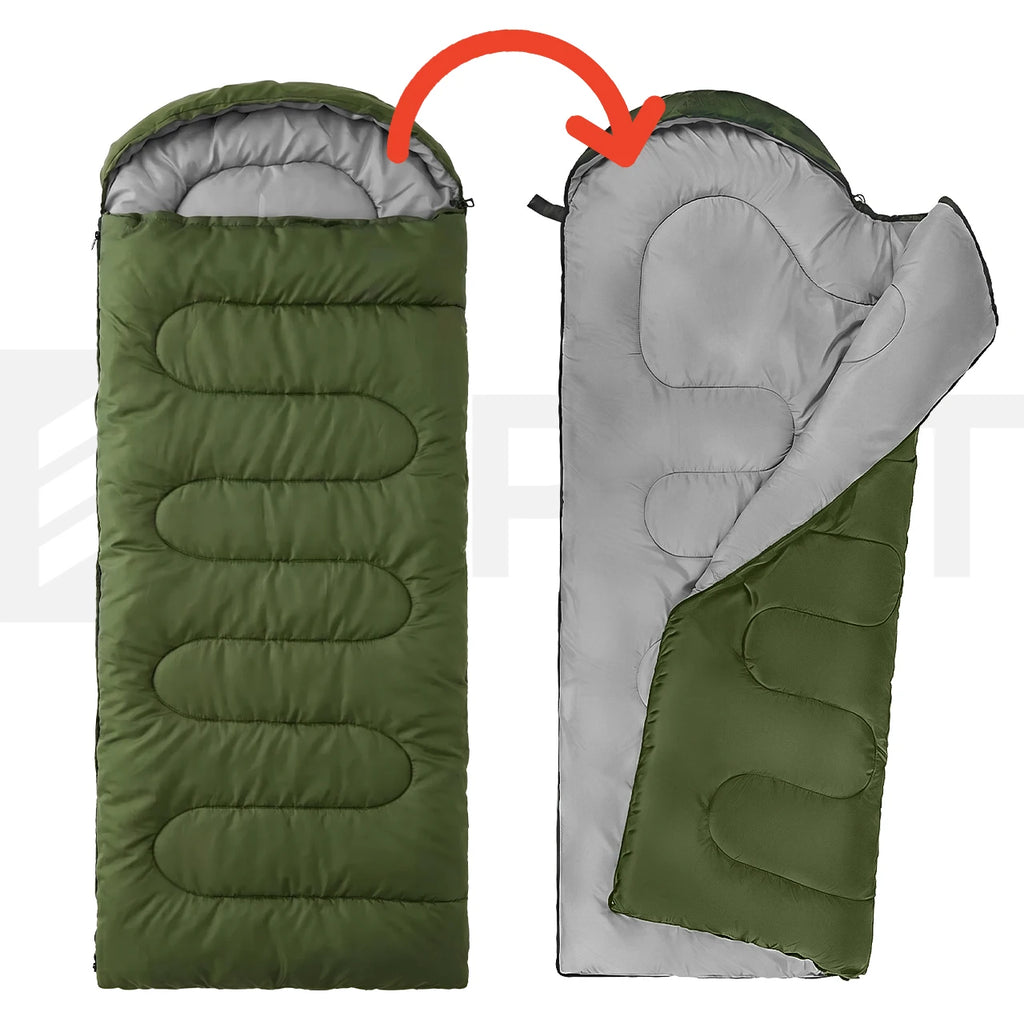 Lekki śpiwór kempingowy pod namiot, ciepły typu mumia z kapturem, TRAIL10 Khaki Green