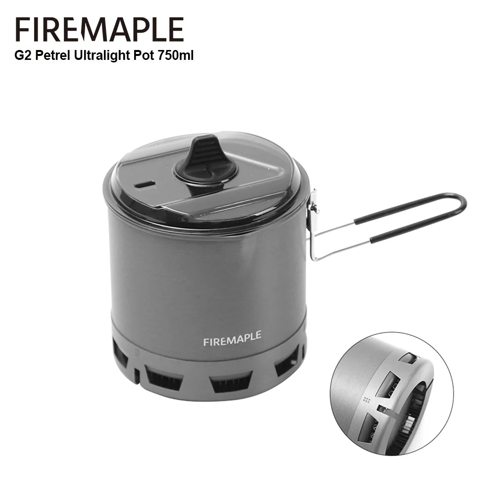 Fire-Maple G2 Petrel Ultralight Pot Lekki garnek turystyczny z wymiennikiem ciepła o wysokiej wydajności do wędrówek, podróży i biwakowania, 750 ml