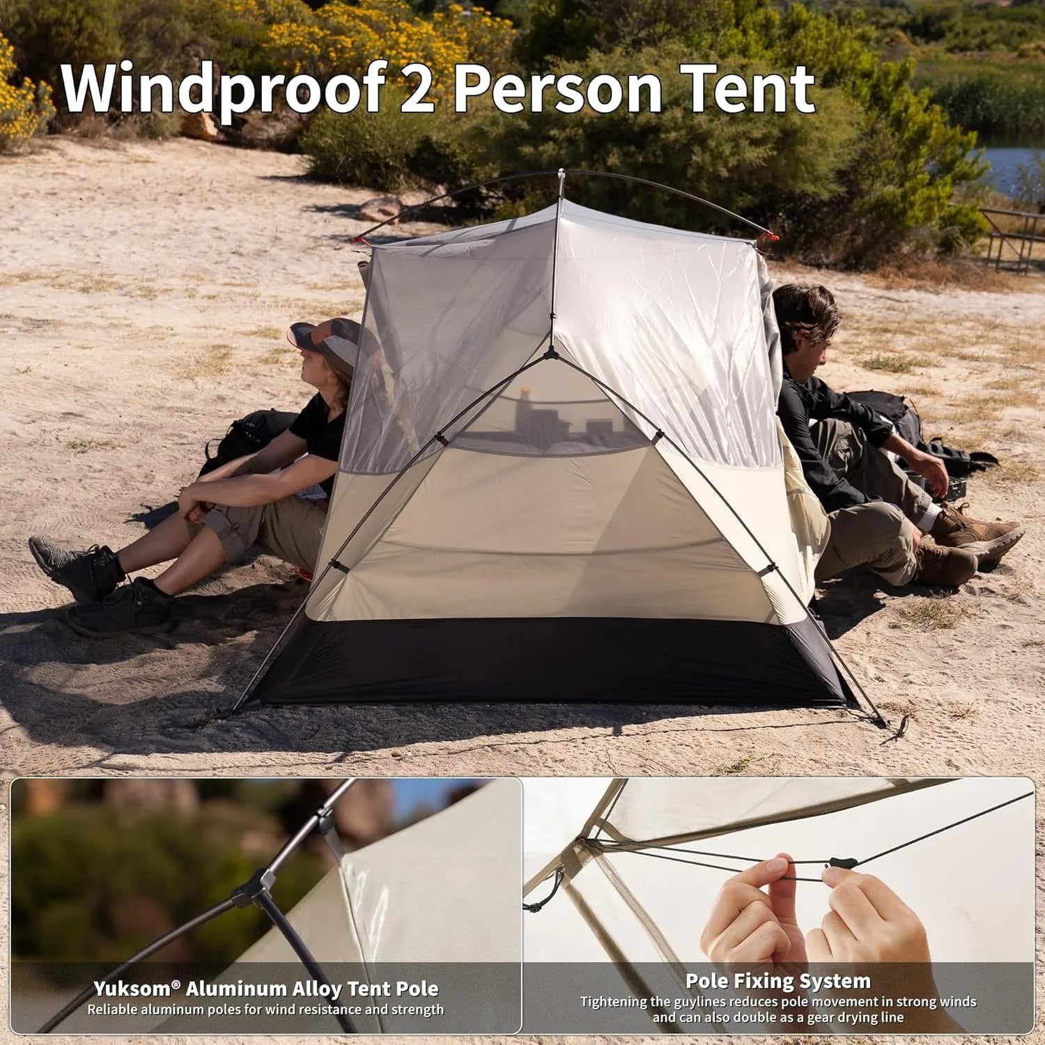 Namiot Naturehike 1/2-osobowy Ultralekki, wodoodporny namiot turystyczny 20D Nylon Dwupoziomowy przenośny namiot zewnętrzny do wędrówek, kempingu i osłony przeciwsłonecznej