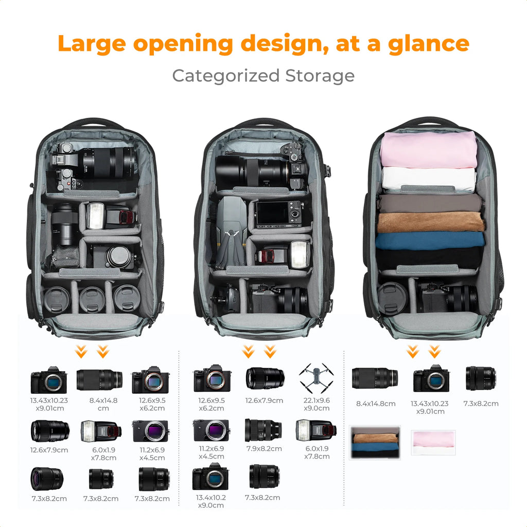 K&F CONCEPT Duży plecak fotograficzny 32 l/25 l