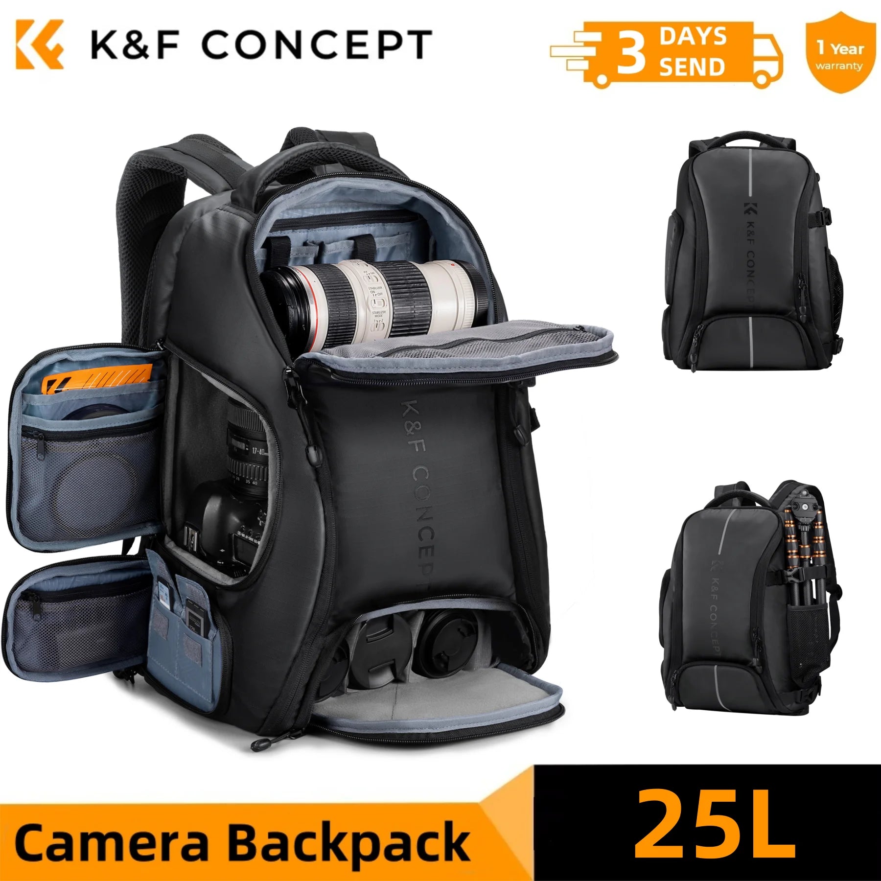 K&F CONCEPT Duży plecak fotograficzny 32 l/25 l