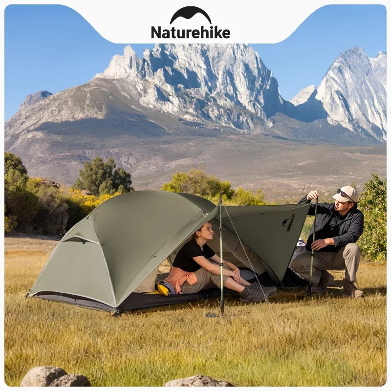 Namiot Naturehike 1/2-osobowy Ultralekki, wodoodporny namiot turystyczny 20D Nylon Dwupoziomowy przenośny namiot zewnętrzny do wędrówek, kempingu i osłony przeciwsłonecznej